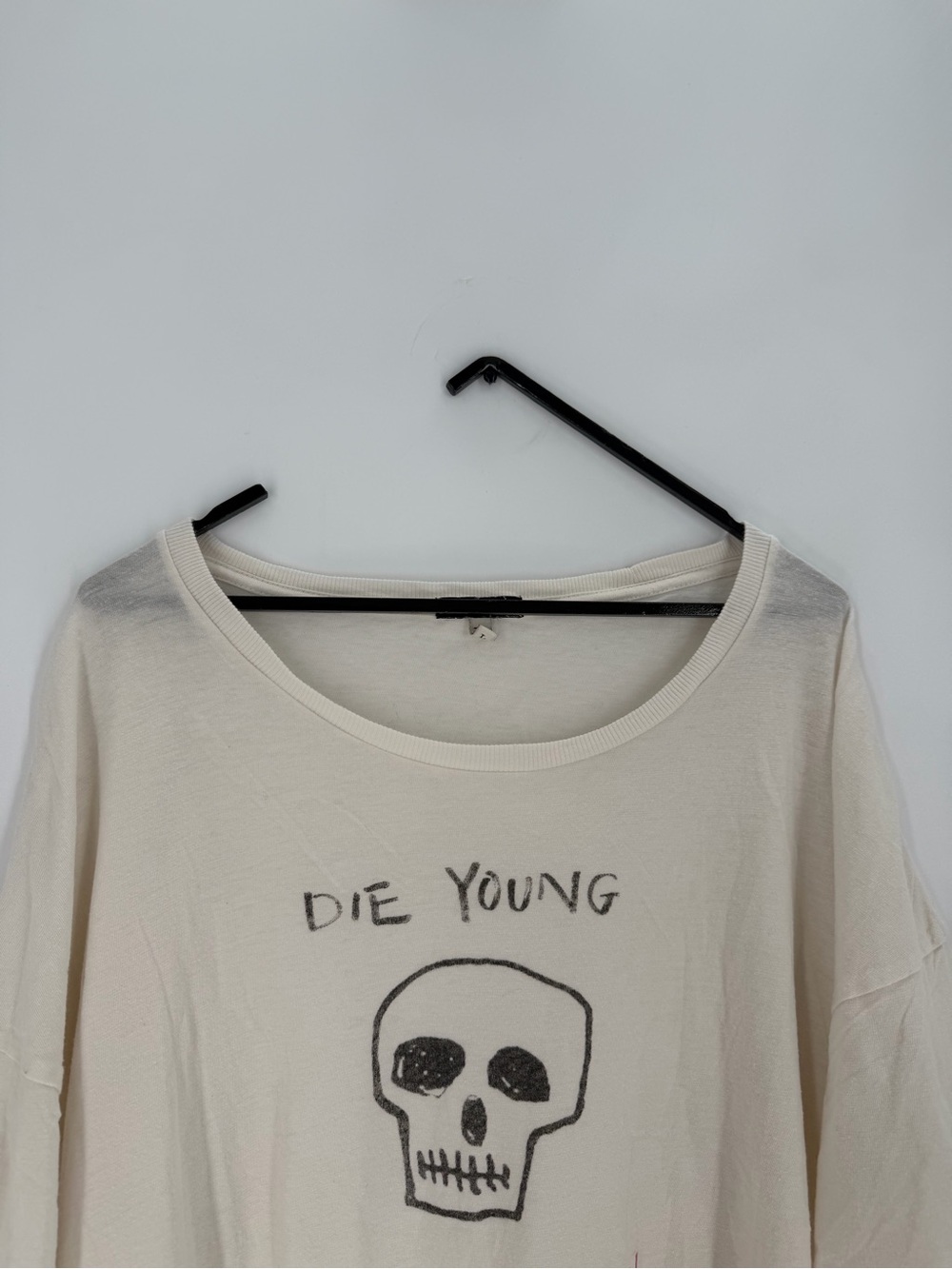 R13 Die Young Stay Pretty Graphic Relaxed Oversized Short Sleeve T-Shirt In Ecru
